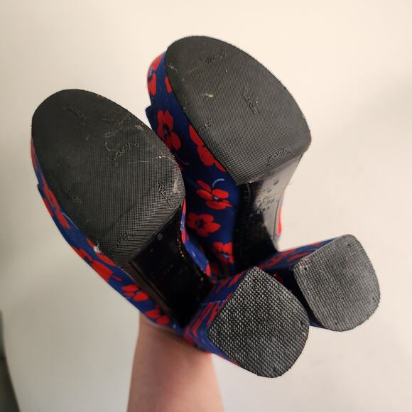 Alice + Olivia Logan Floral Platform Sandals Blue Red EU 39.5 US 9.5 - Picture 6 of 7